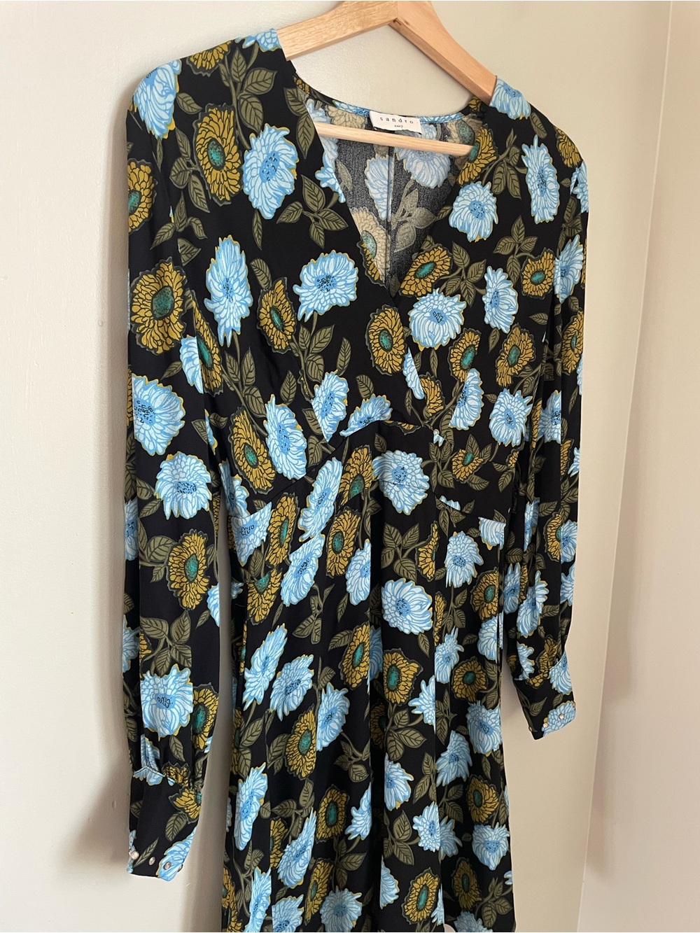 Sandro Fraternite Embellished Floral Mini Dress Size 36 Small Parisian Boho - Picture 3 of 15